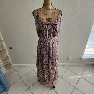 NORDSTROM CITY Chic floral ruffled tied waist boho maxi‎ dress plus size 16, 18